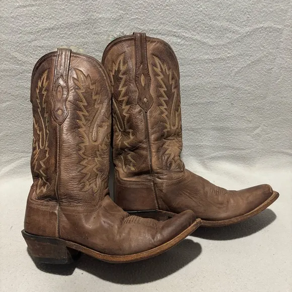 Old West Brown Western Pull On Cowboy Boots LF1534 size 8.5