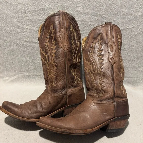 Old West Brown Western Pull On Cowboy Boots LF1534 size 8.5