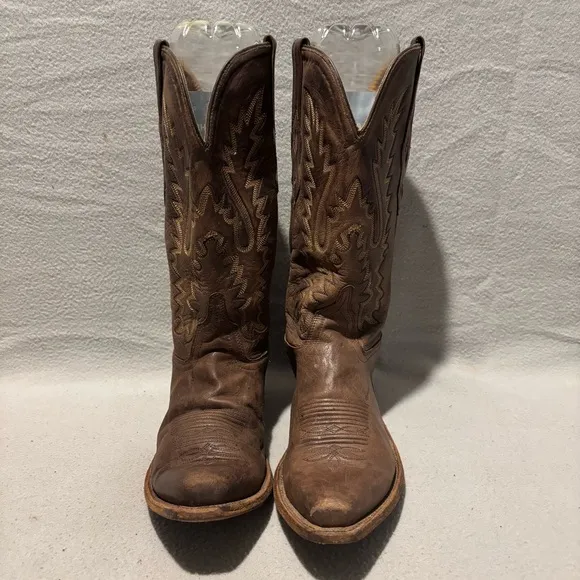 Old West Brown Western Pull On Cowboy Boots LF1534 size 8.5