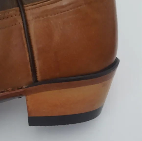 Old West size 7.5 boots western tan leather pull on cowboy western