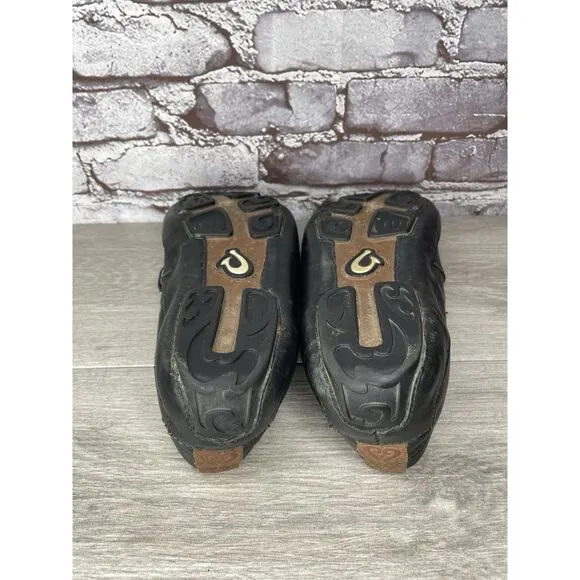 Olukai Akepa Moc Slip On Loafers Men's size 10.5 Black Leather