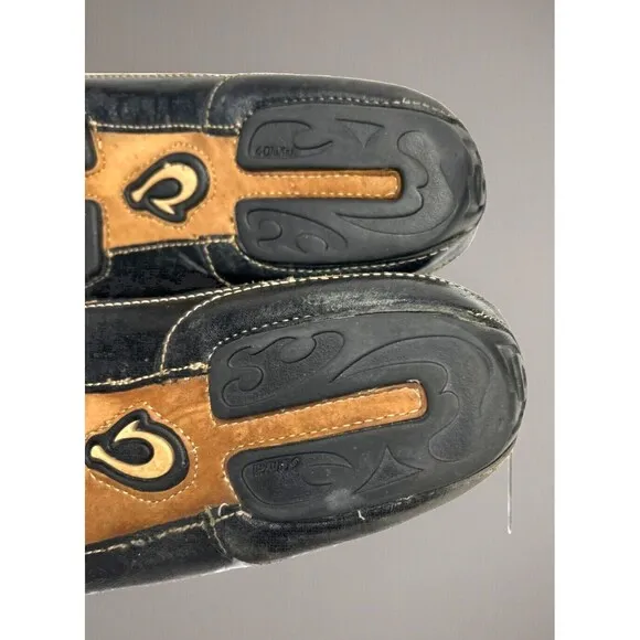 OluKai Lokahi Black Leather Slip on Moccasin Loafers Men’s Size 10 EUR 44 EUC