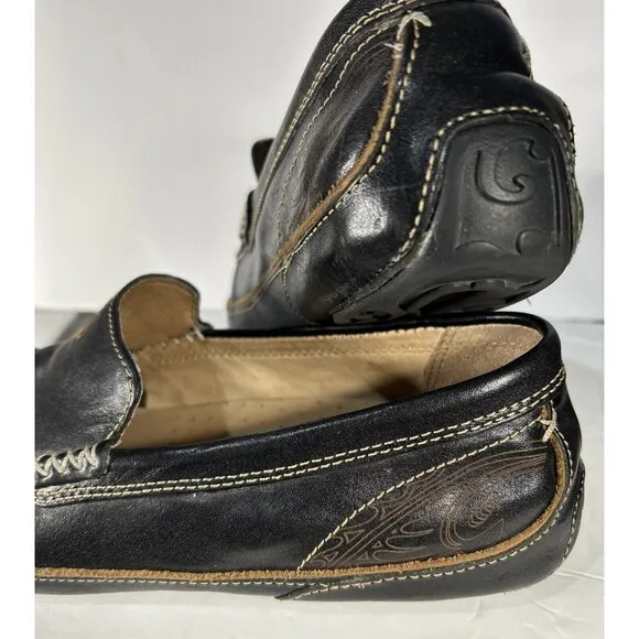 OluKai Lokahi Black Leather Slip on Moccasin Loafers Men’s Size 10 EUR 44 EUC