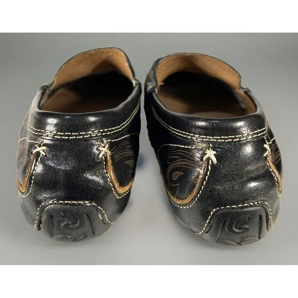 OluKai Lokahi Black Leather Slip on Moccasin Loafers Men’s Size 10 EUR 44 EUC