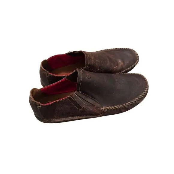 OluKai Men’s Brown Leather Upper Ali’l Elua Sz 10 (EU 43) Slip On Loafers