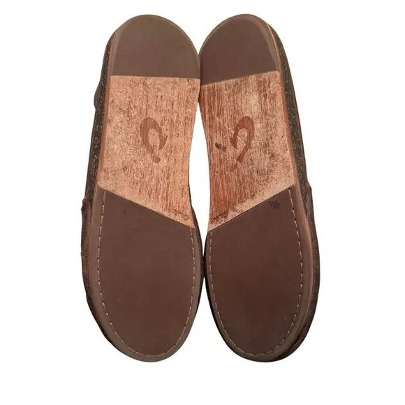 OluKai Men’s Brown Leather Upper Ali’l Elua Sz 10 (EU 43) Slip On Loafers