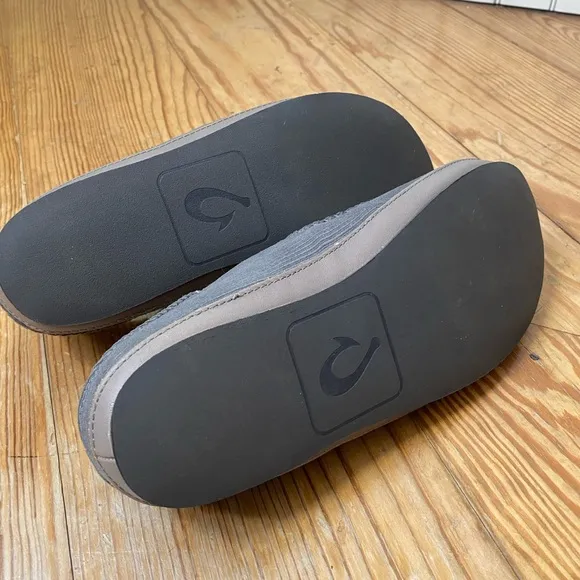 Olukai Moloa Ie Loafers Men's 9 Gray Textile Slip-On Round Toe Casual Shoes