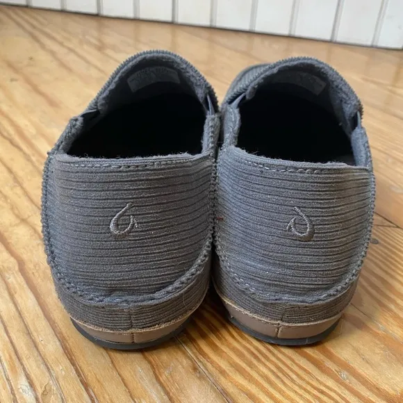 Olukai Moloa Ie Loafers Men's 9 Gray Textile Slip-On Round Toe Casual Shoes