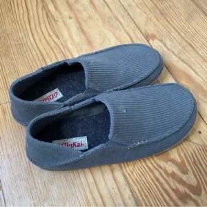 Olukai Moloa Ie Loafers Men's 9 Gray Textile Slip-On Round Toe Casual Shoes