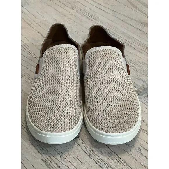 Olukai Pehuea Women's Slip-On Shoes Beige Mesh Flats Size 7