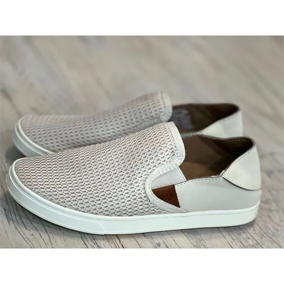 Olukai Pehuea Women's Slip-On Shoes Beige Mesh Flats Size 7