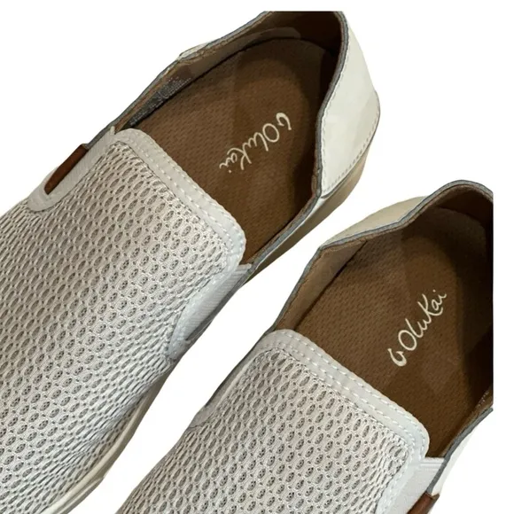 Olukai Pehuea Women's Slip-On Shoes Beige Mesh Flats Size 7