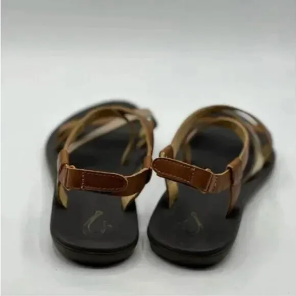 OluKai Upena Girl’s Leather Slingback Sandals Size 4 (36)
