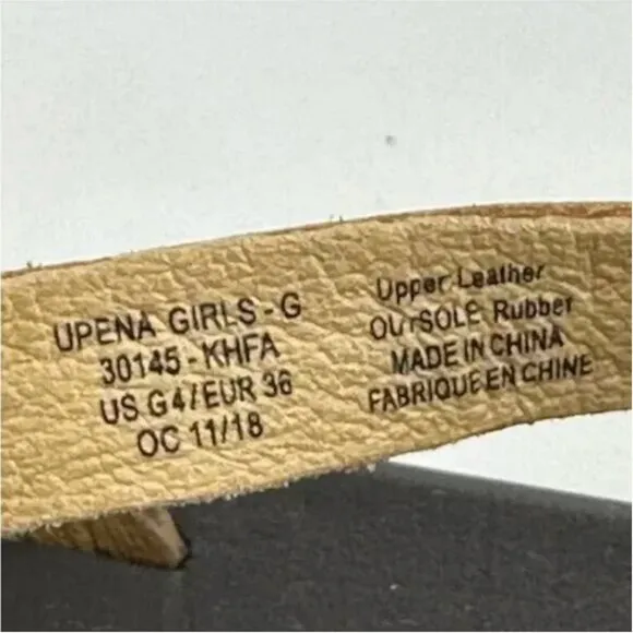 OluKai Upena Girl’s Leather Slingback Sandals Size 4 (36)