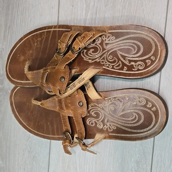 Olukai Women Honoka'a 20325 T strap Leather Sandals shoes sz 10