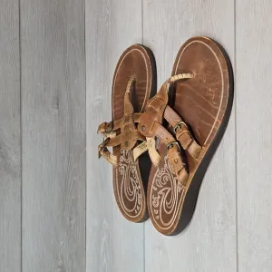 Olukai Women Honoka'a 20325 T strap Leather Sandals shoes sz 10