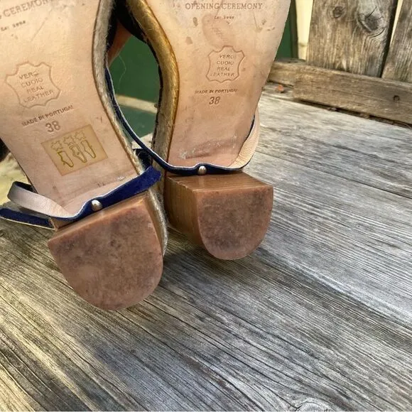 Opening Ceremony Blue Espadrille Wedge Sandals with Ankle Strap