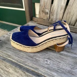 Opening Ceremony Blue Espadrille Wedge Sandals with Ankle Strap