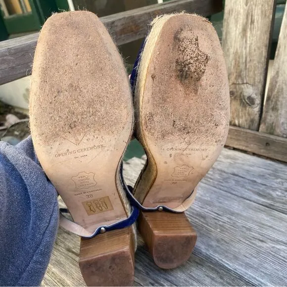 Opening Ceremony Blue Espadrille Wedge Sandals with Ankle Strap