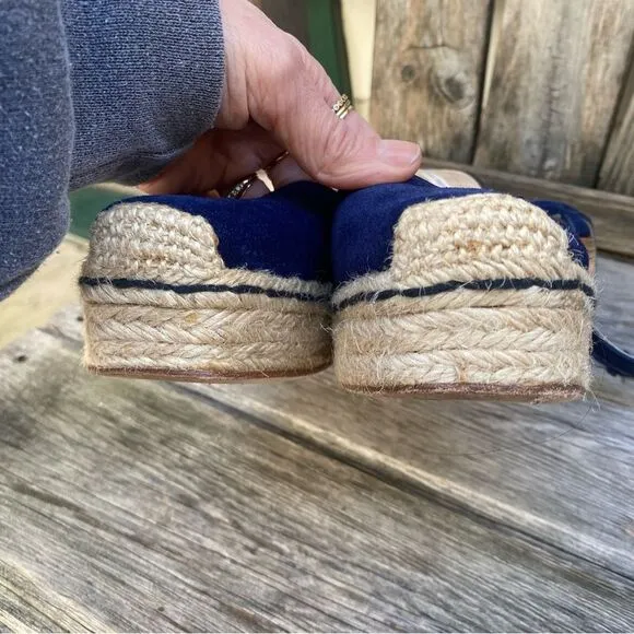 Opening Ceremony Blue Espadrille Wedge Sandals with Ankle Strap