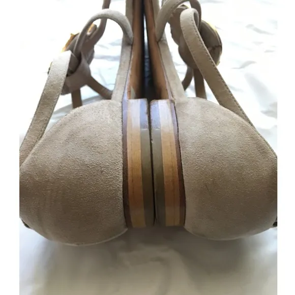 Oscar de la Renta Sandals 36.5 Suede Tan