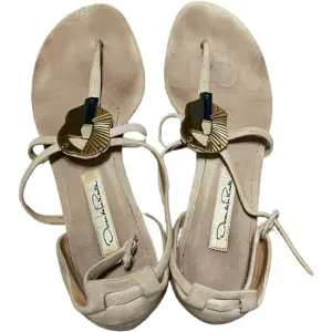 Oscar de la Renta Sandals 36.5 Suede Tan
