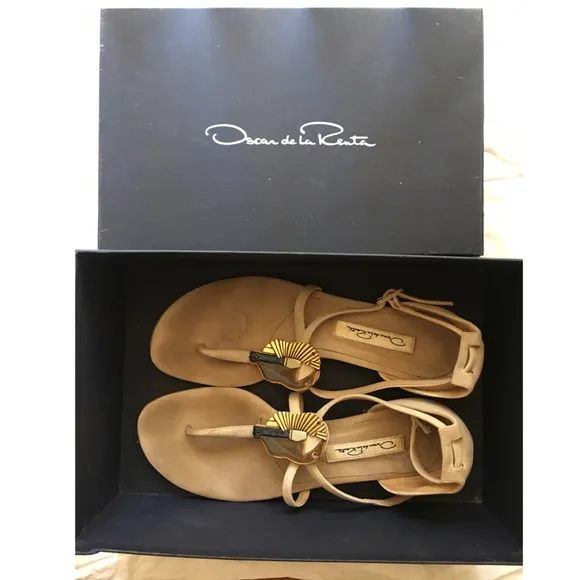 Oscar de la Renta Sandals 36.5 Suede Tan