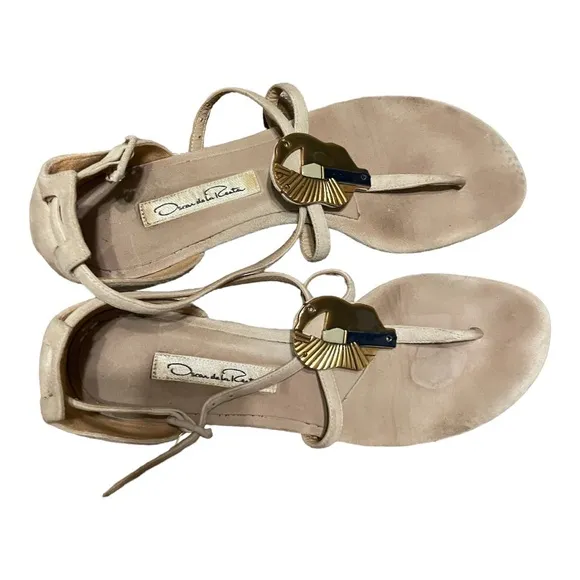 Oscar de la Renta Sandals 36.5 Suede Tan