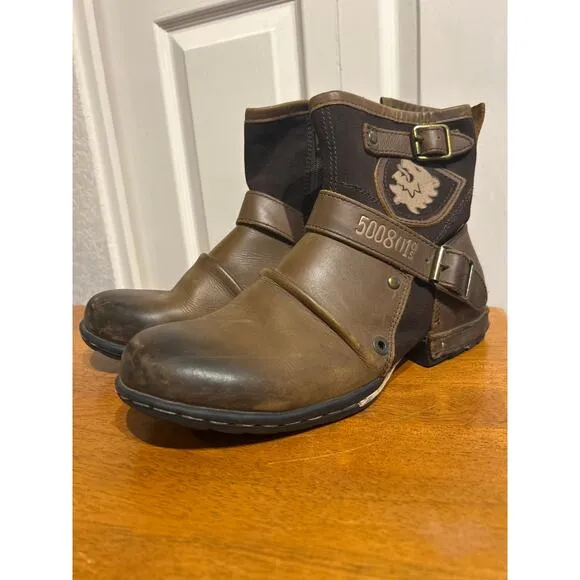 Otto Zone Men's Leather Biker Boots