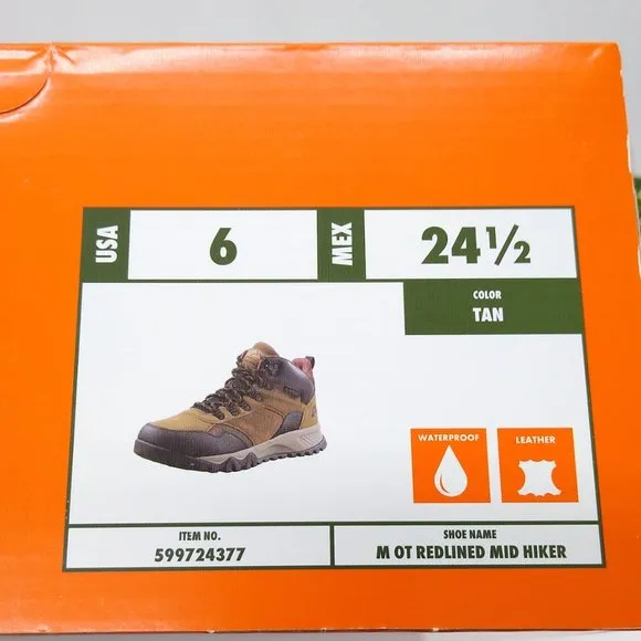Ozark Trail Men's Size 6 Redlined Mid Hiker Cow Suede Waterproof Boots NWT / NIB
