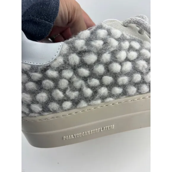 P448 Thea leather and wool Sneakers Gray White Size 43