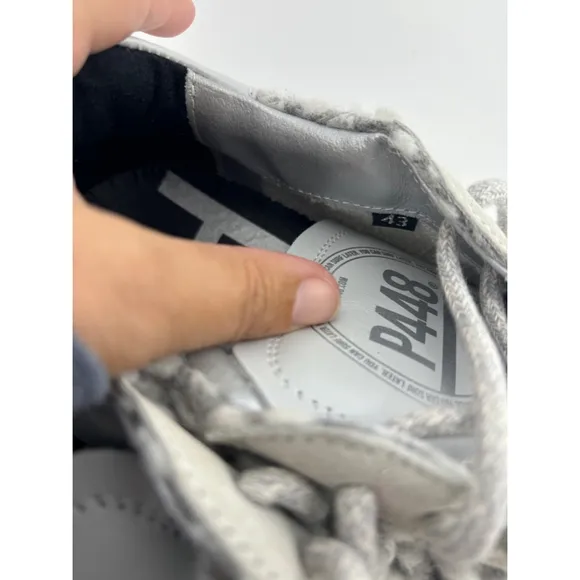 P448 Thea leather and wool Sneakers Gray White Size 43
