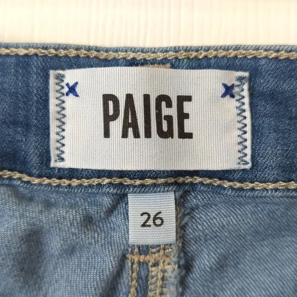 Paige Hoxton Classic Mid Rise Medium Wash Ultra Skinny Jeans Blue 26