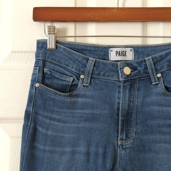 Paige Hoxton Classic Mid Rise Medium Wash Ultra Skinny Jeans Blue 26