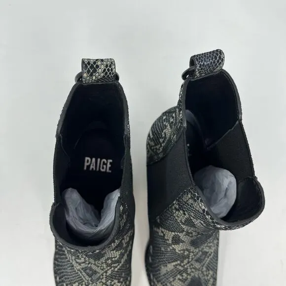 Paige Womens Size 8 Emery Black Snake Print Suede Pull On Boots Western Goth