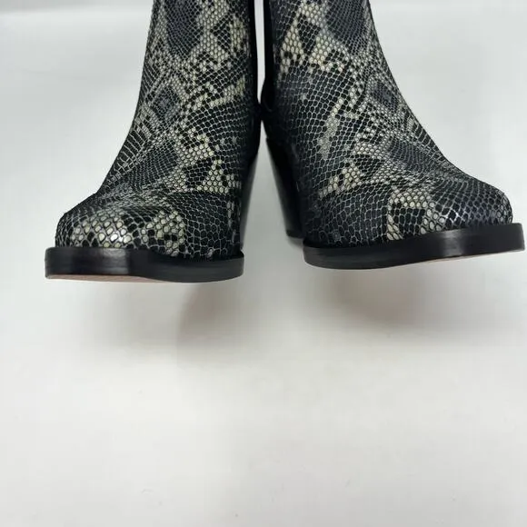 Paige Womens Size 8 Emery Black Snake Print Suede Pull On Boots Western Goth