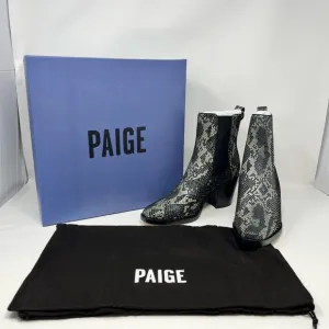 Paige Womens Size 8 Emery Black Snake Print Suede Pull On Boots Western Goth