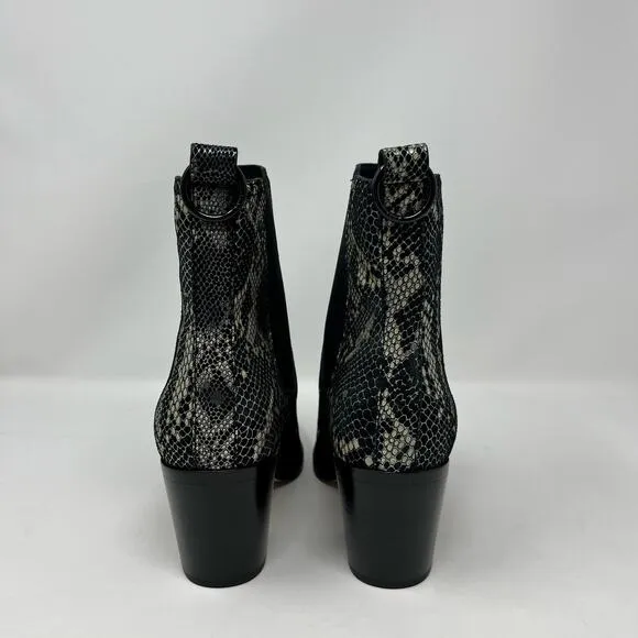 Paige Womens Size 8 Emery Black Snake Print Suede Pull On Boots Western Goth