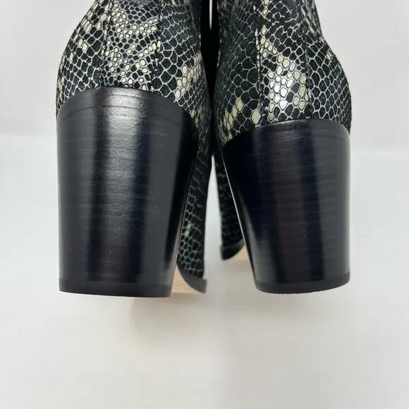 Paige Womens Size 8 Emery Black Snake Print Suede Pull On Boots Western Goth