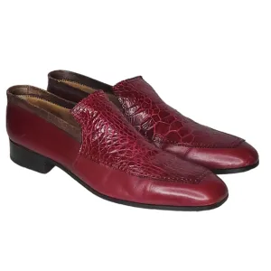 PALLADIO ORIGINALS Burgundy Crocodile Loafers Sz 8.5 D Italy Vintage