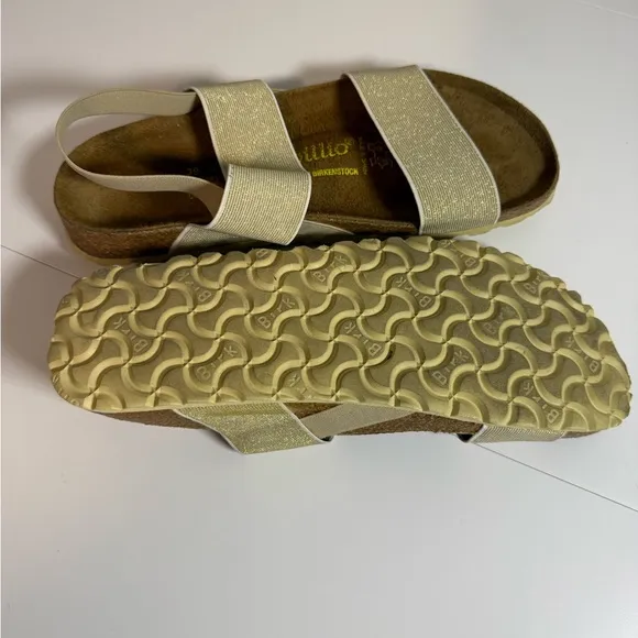 Papillio by Birkenstock Cosma Gold strap Slip-On Sandals Wide Strap 39 W8