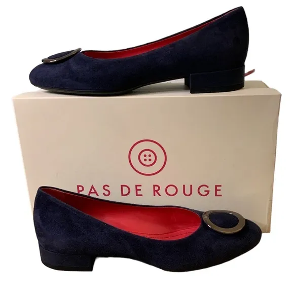 Pas De Rouge “Daria” Blue Suede Loafers