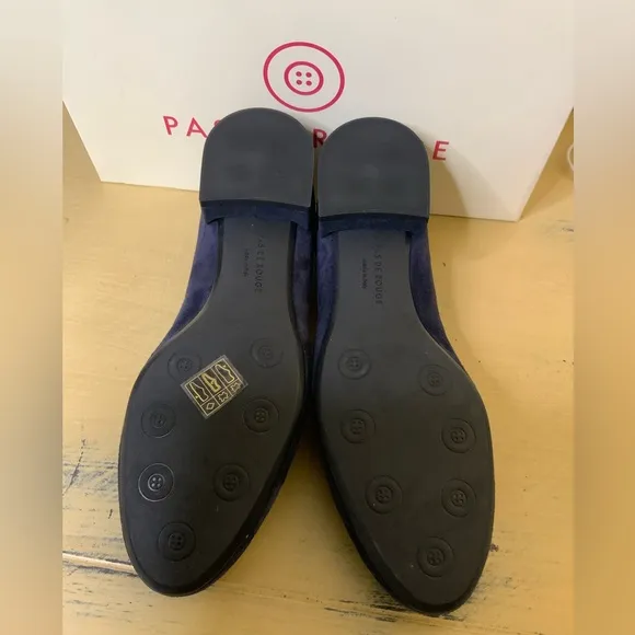 Pas De Rouge “Daria” Blue Suede Loafers