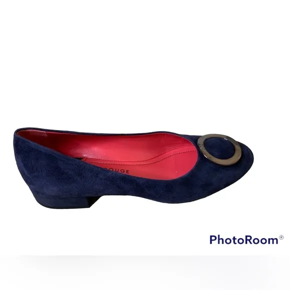 Pas De Rouge “Daria” Blue Suede Loafers
