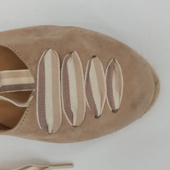 Paseart Espadrille Wedge Sandals Boho Suede Wraparound Ankle Lace Tie Size 40