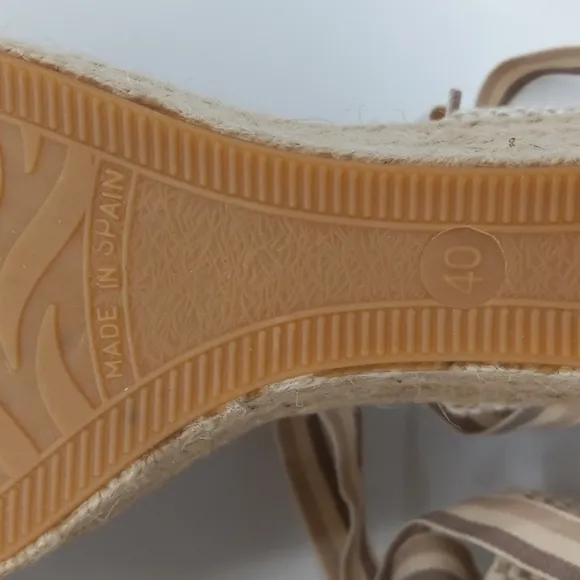 Paseart Espadrille Wedge Sandals Boho Suede Wraparound Ankle Lace Tie Size 40