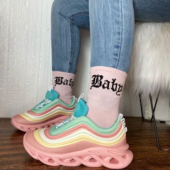 Pastel Multi Color High Rise Sneakers