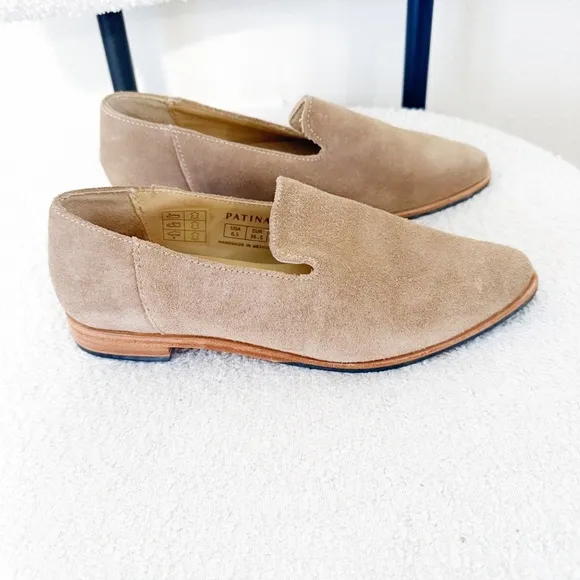 🛍️Patina Portland Leather Company Suede Pointed Toe Almond Flat Loafers size 6.5