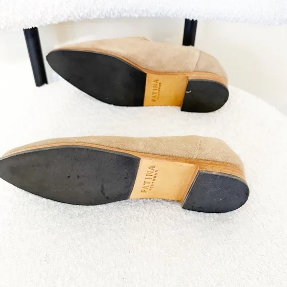 🛍️Patina Portland Leather Company Suede Pointed Toe Almond Flat Loafers size 6.5