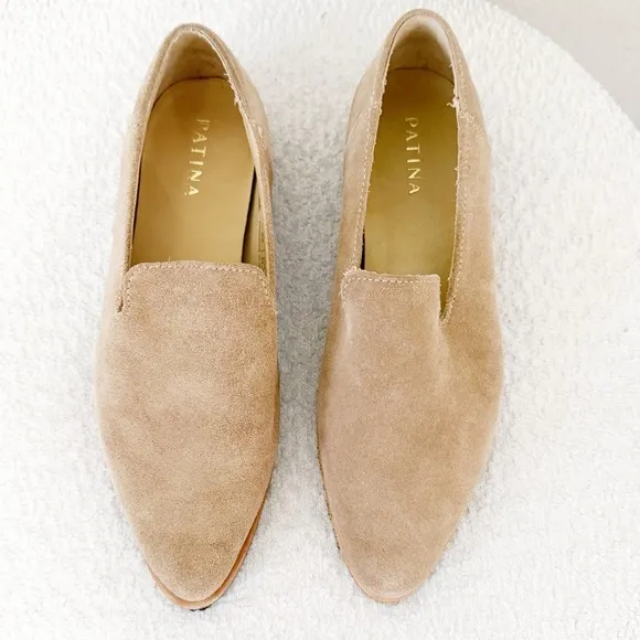 🛍️Patina Portland Leather Company Suede Pointed Toe Almond Flat Loafers size 6.5